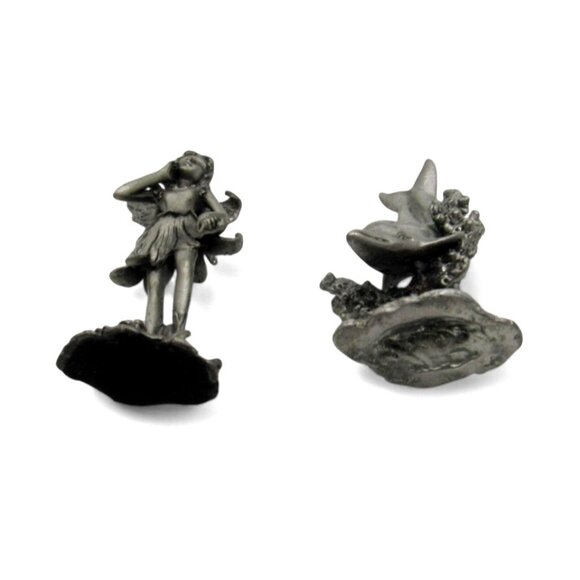Pewter FAIRY and Playful DOLPHIN Small Figurines Vintage 3" - Picture 3 of 8